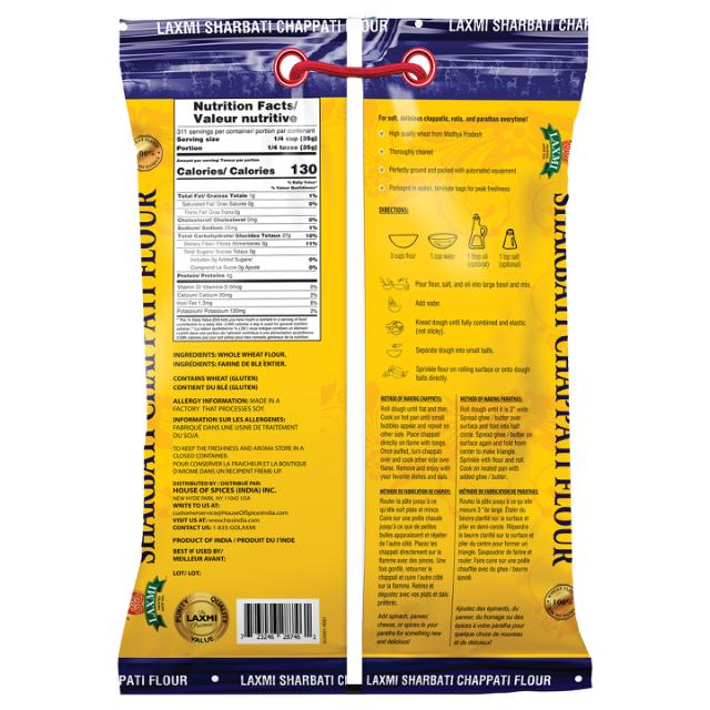 LAXMI SHARBATI CHAPATI FLOUR (20+4)24 LB 20% EXT